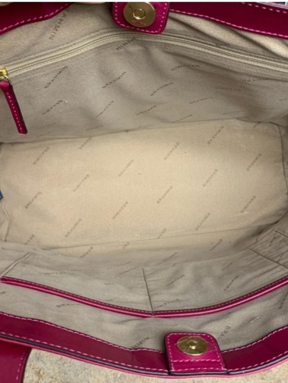 *Brahmin Spacious Raspberry Leather Bag - Picture 9 of 14